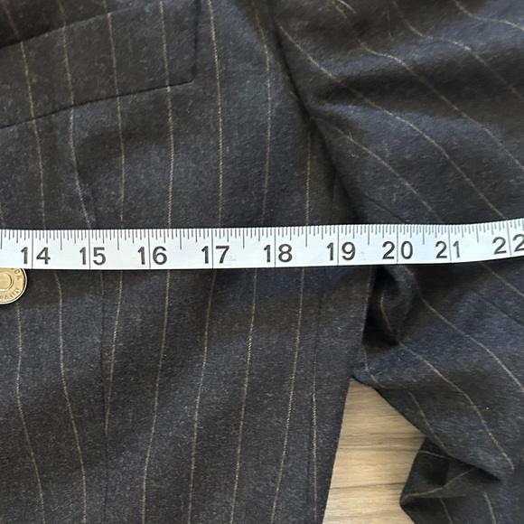 Elegant Double-Breasted Black  VTG Pinstripe Blazer 3/4 sleeve patrick hellman - Picture 3 of 8